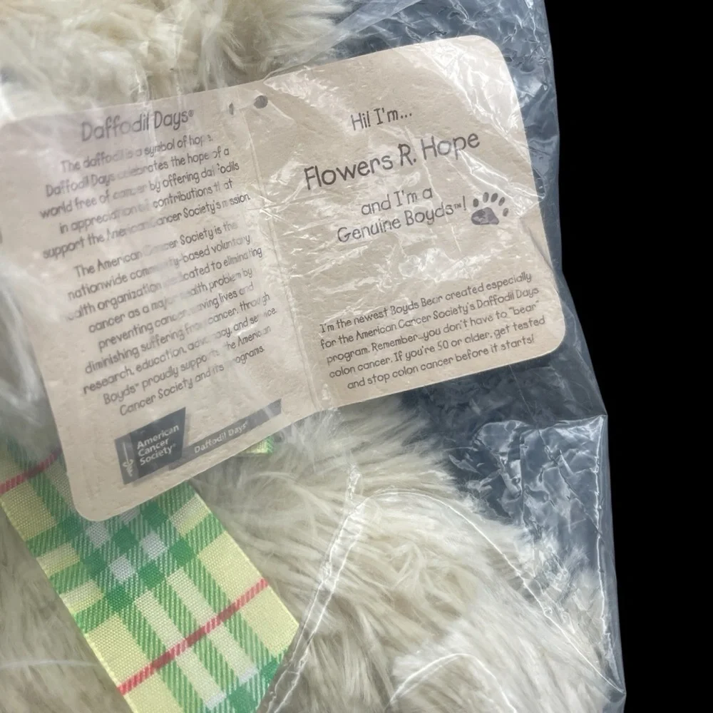 Boyds Bear Daffodils Days-2006 Flowers R. Hope-American Cancer Society Plush New